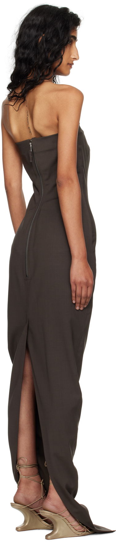 Pокля Rick Owens Rick Owens Concordians Bustier Maxi Dress Кафяво | RP02E4524 WST, 2