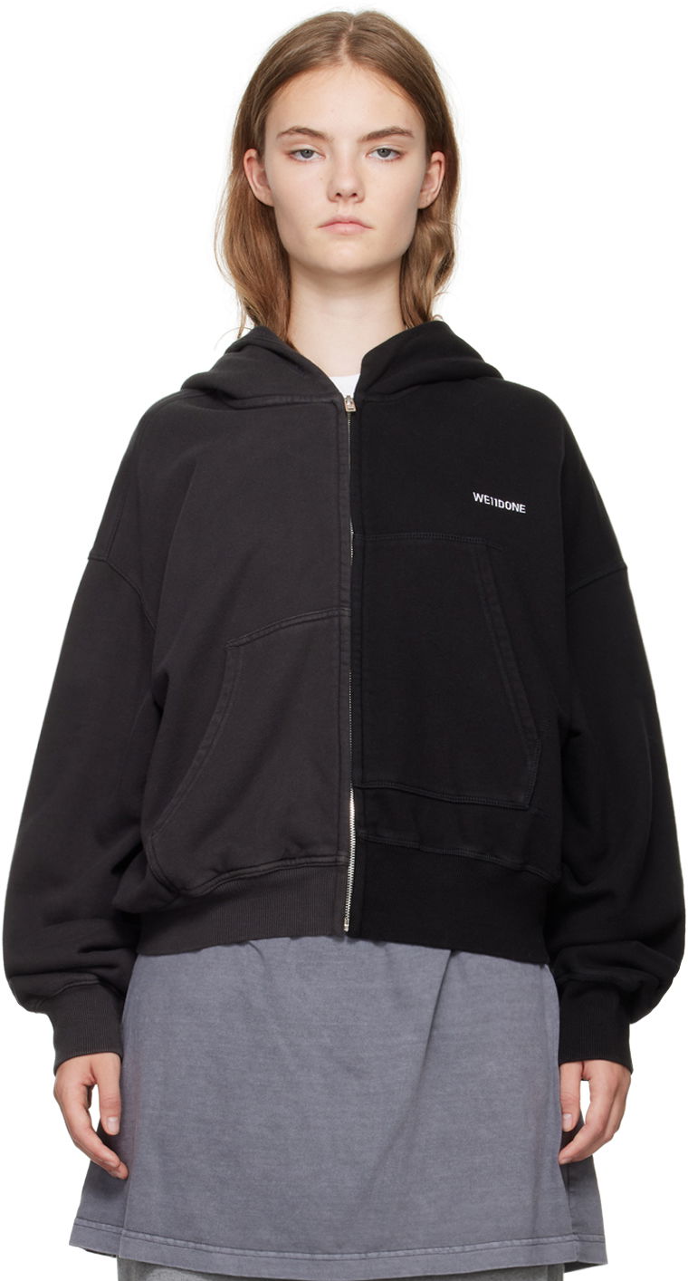 Суитчър We11done Unbalance Zip-Up Hoodie Черно | WD-TJ2-24-816-U-MX, 0