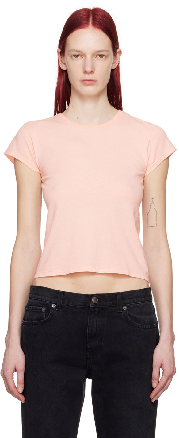 Съкратен топ The Row Tori Cropped T-Shirt Розово | 7937-K569