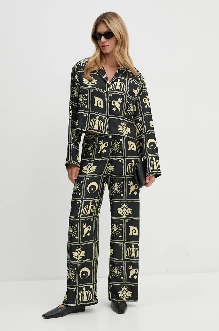 Риза Nanushka Relaxed Fit Printed Shirt with Classic Collar Черно | NW24PFTP5499, 1
