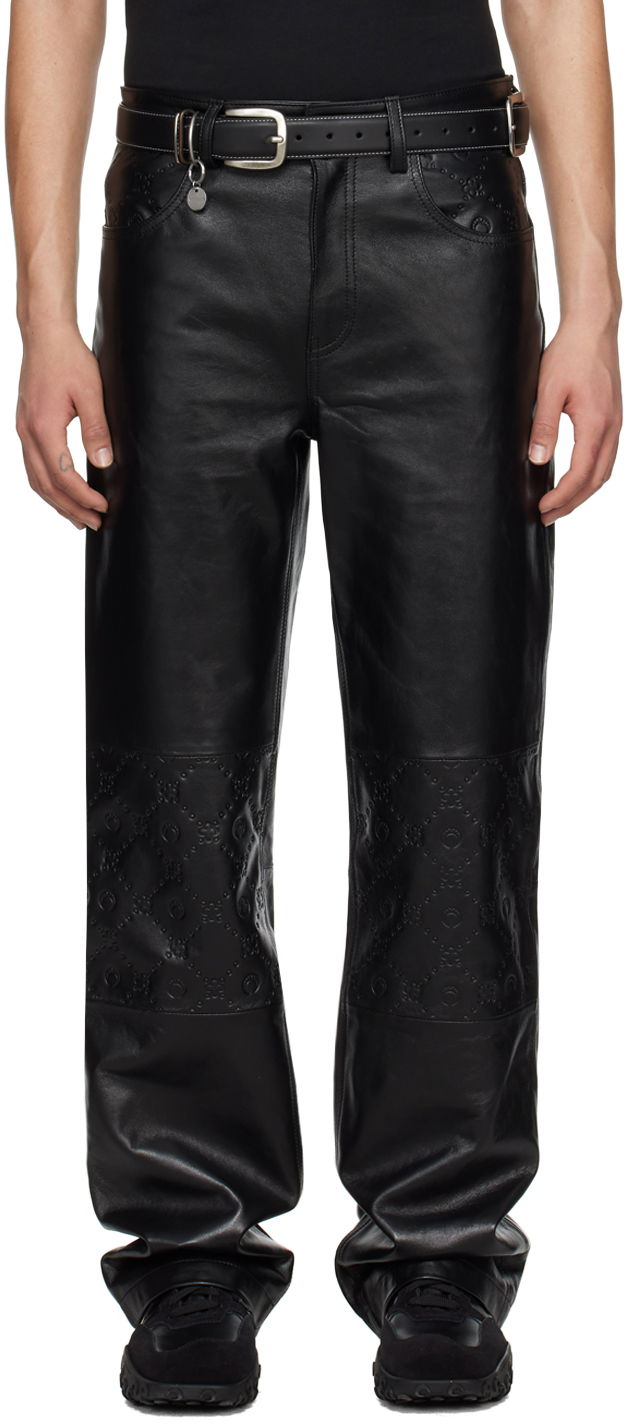 Панталони Marine Serre Marine Serre Embossed Leather Pants Черно | MPA013 CLEA0030