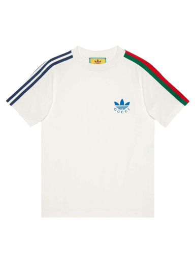 Тениска Gucci adidas x Trefoil Print T-Shirt Бяло | 692114 XJEK5 9280
