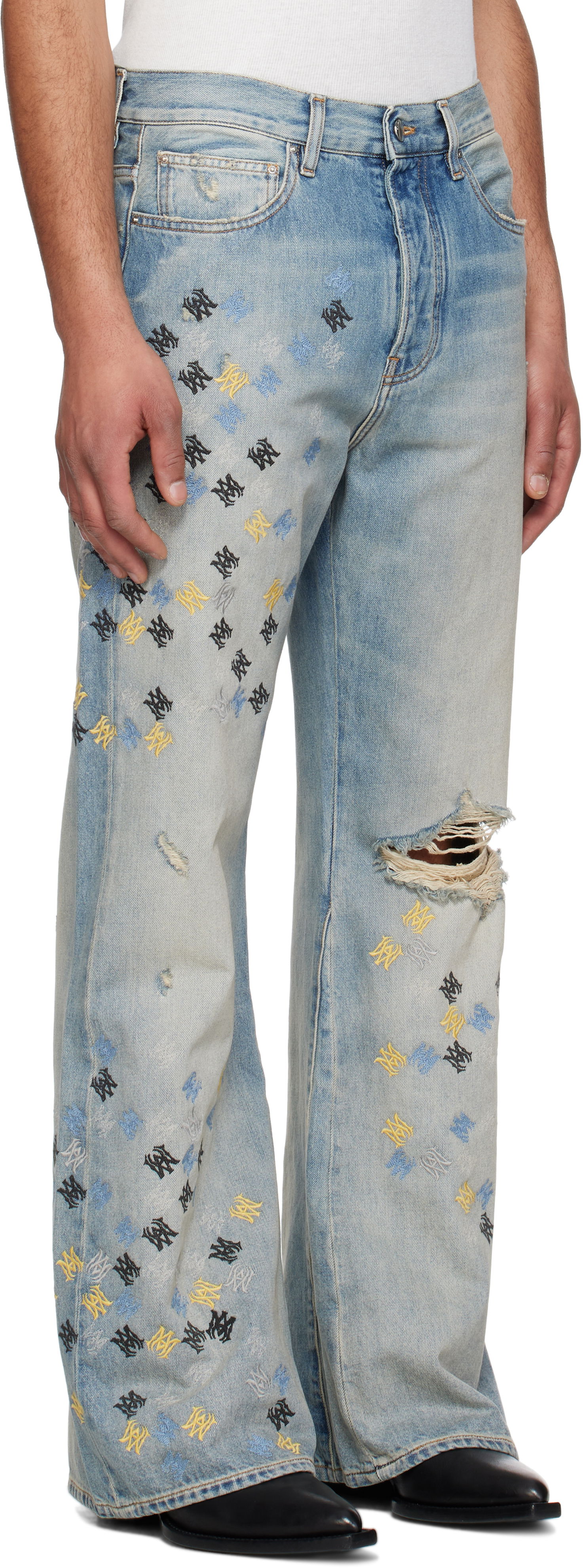 Дънки AMIRI AMIRI MA Quad Embroidered Flare Jeans Синьо | AMDNFR1015, 1