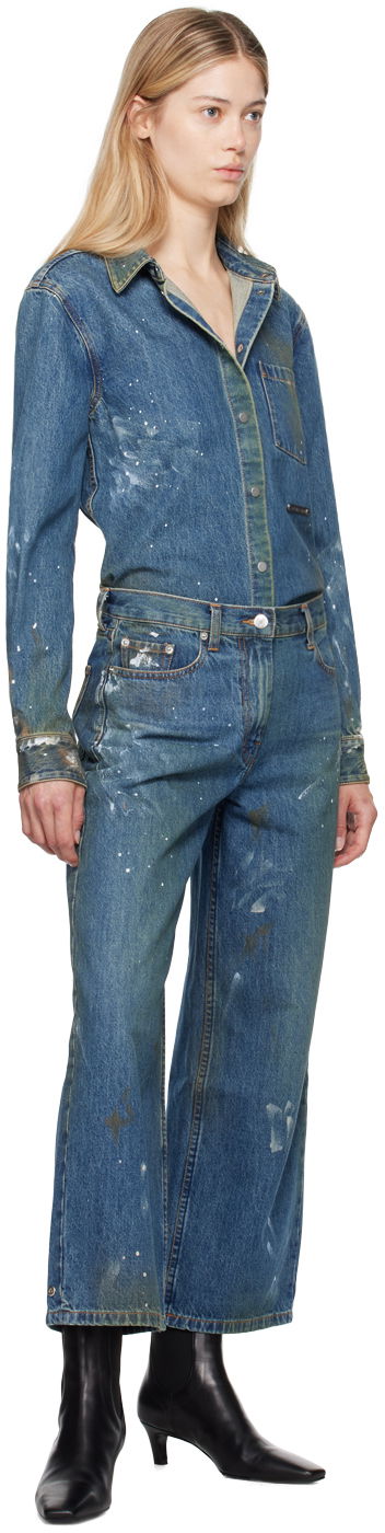 Дънки Helmut Lang Painted Wide Leg Jeans Синьо | O05DW202, 3
