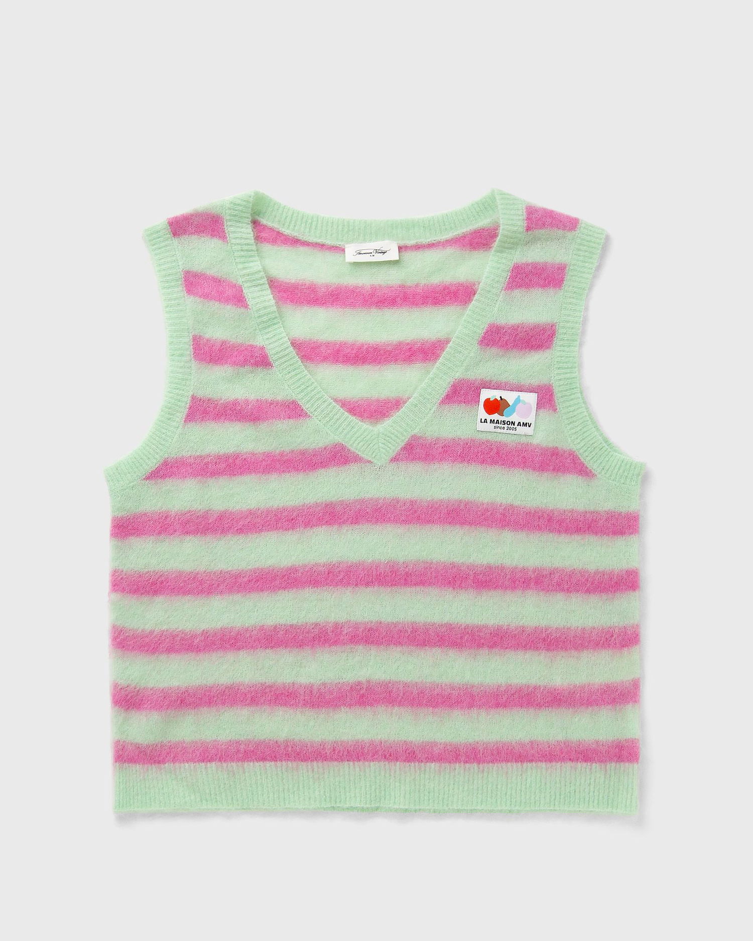 Пуловер American Vintage American Vintage Nenybay Striped Knit Vest Зелено | NEN18AE25-HIBISCUS-RAYE-AMANDE, 0