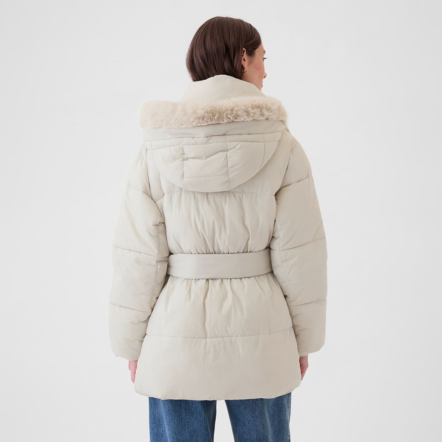 Яке GAP Jacket Puffer Midi Coat Regular Grey XS Бежово | 520185-00, 1