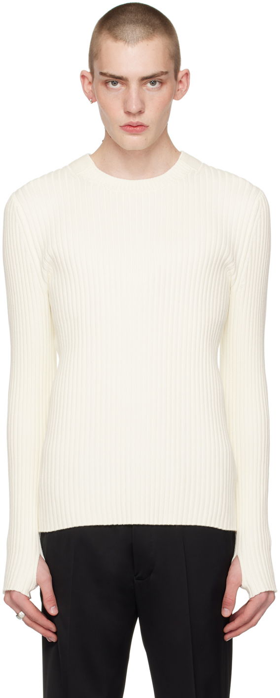 Пуловер Helmut Lang Helmut Lang Cutout Ribbed Knit Sweater Бяло | O01HM701, 0