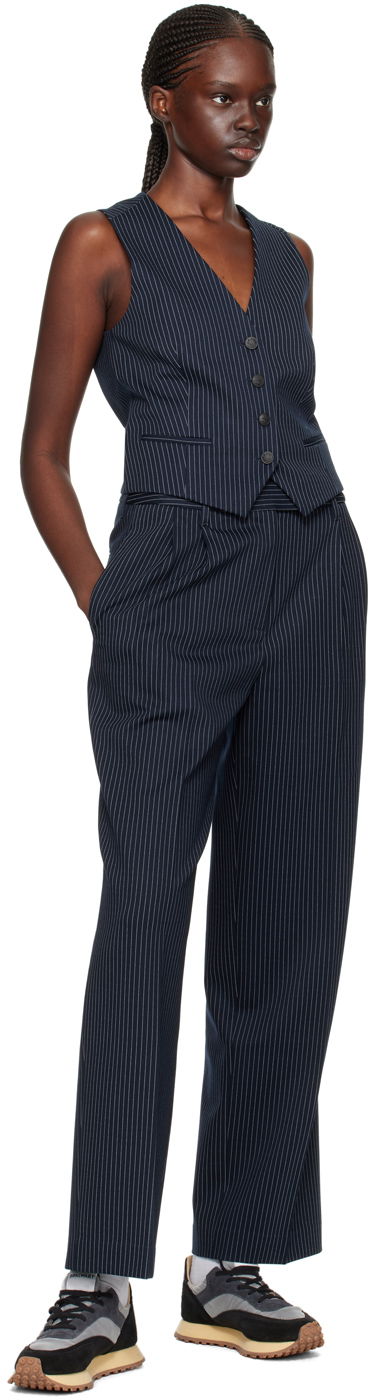 Жилетка rag & bone Priya Pinstripe Vest Синьо | WAC23HT044LC44, 3