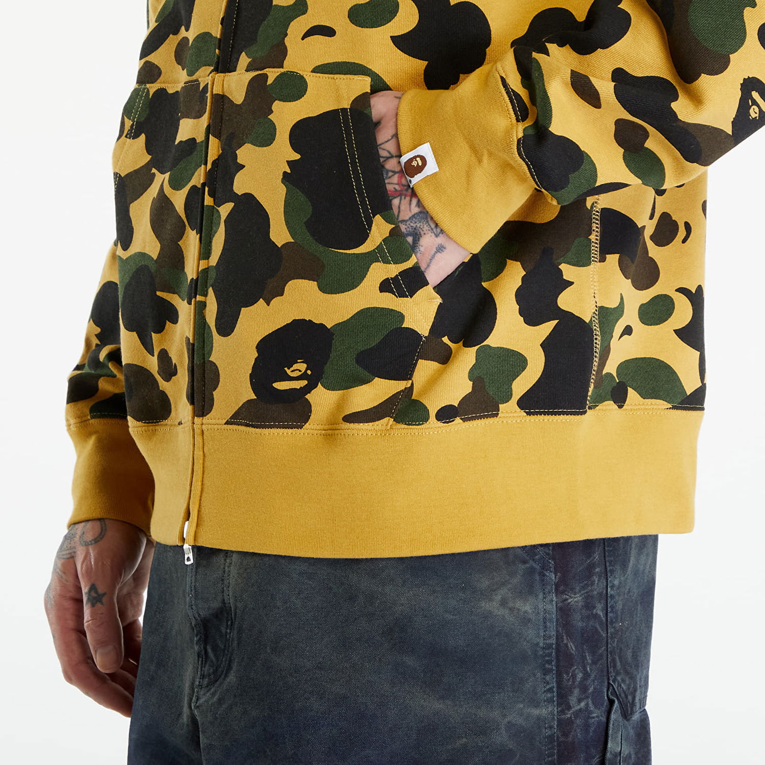 Суитчър BAPE A BATHING APE 1St Camo Full Zip Hoodie Yellow Жълто | 001ZPK301004M YEL, 1