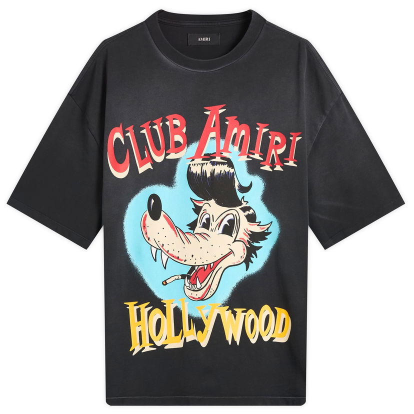 Тениска AMIRI Amiri Club Wolf Oversized T-Shirt, Size Large Черно | AMJYTE1238-BLK