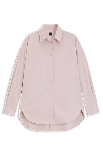 Риза BOSS Oversized Cotton Poplin Blouse Розово | 50543546, 0