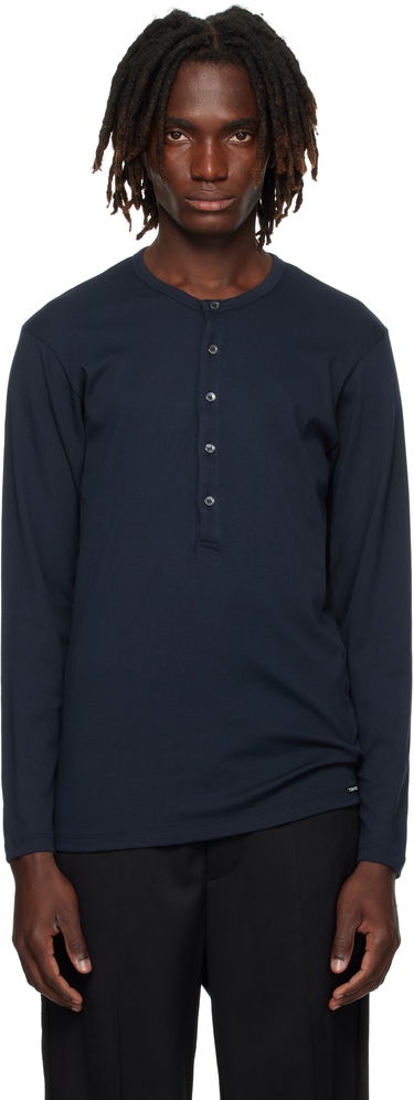 Тениски и потници Tom Ford TOM FORD Cotton Henley Тъмно синьо | T4M151040, 0