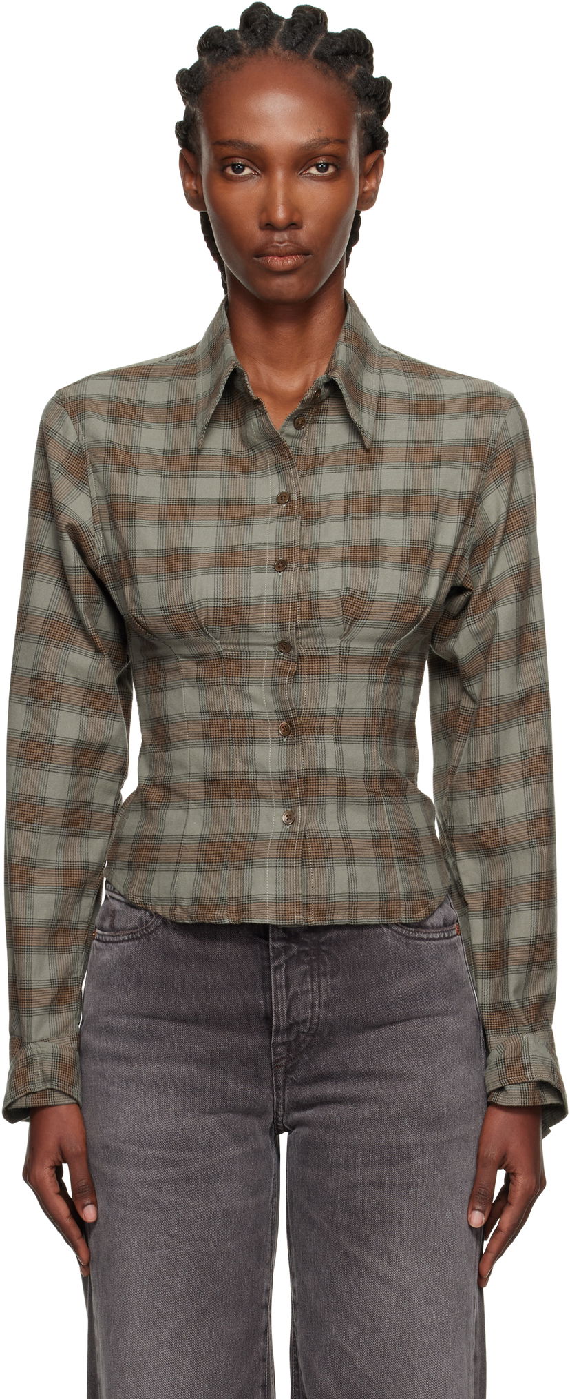 Риза OUR LEGACY Our Legacy Envelop Plaid Shirt Зелено | W4252EI