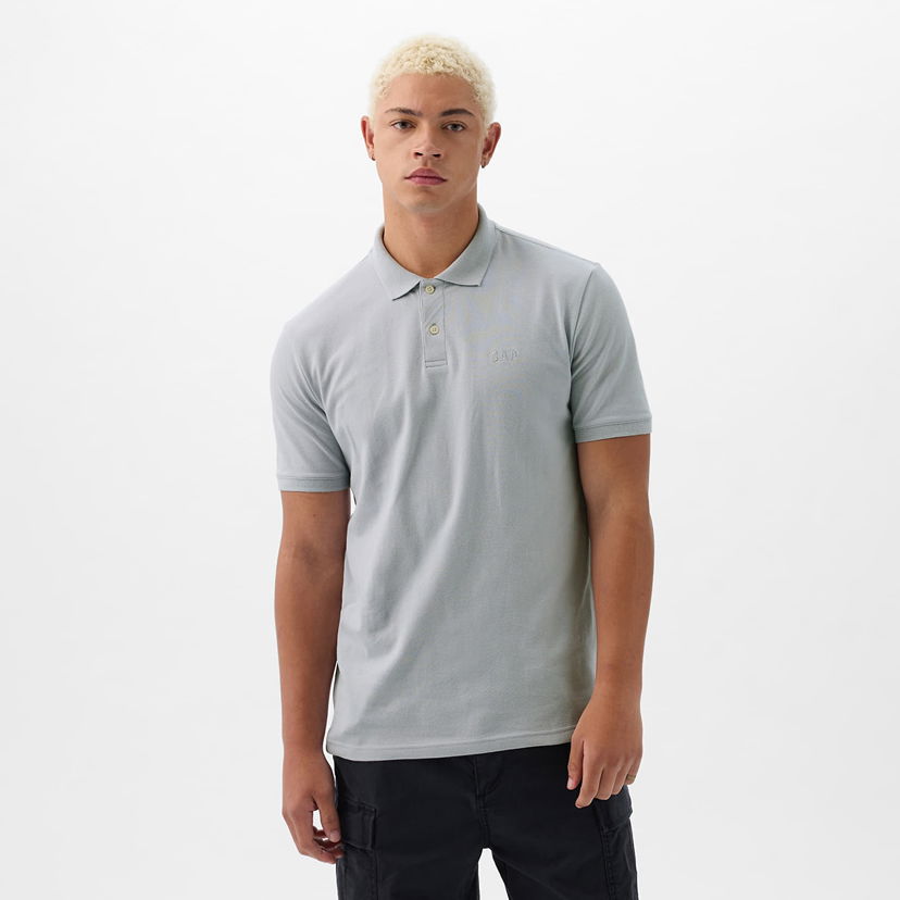 Тениска GAP Logo Pique Polo Grey Matter Сиво | 586306-13