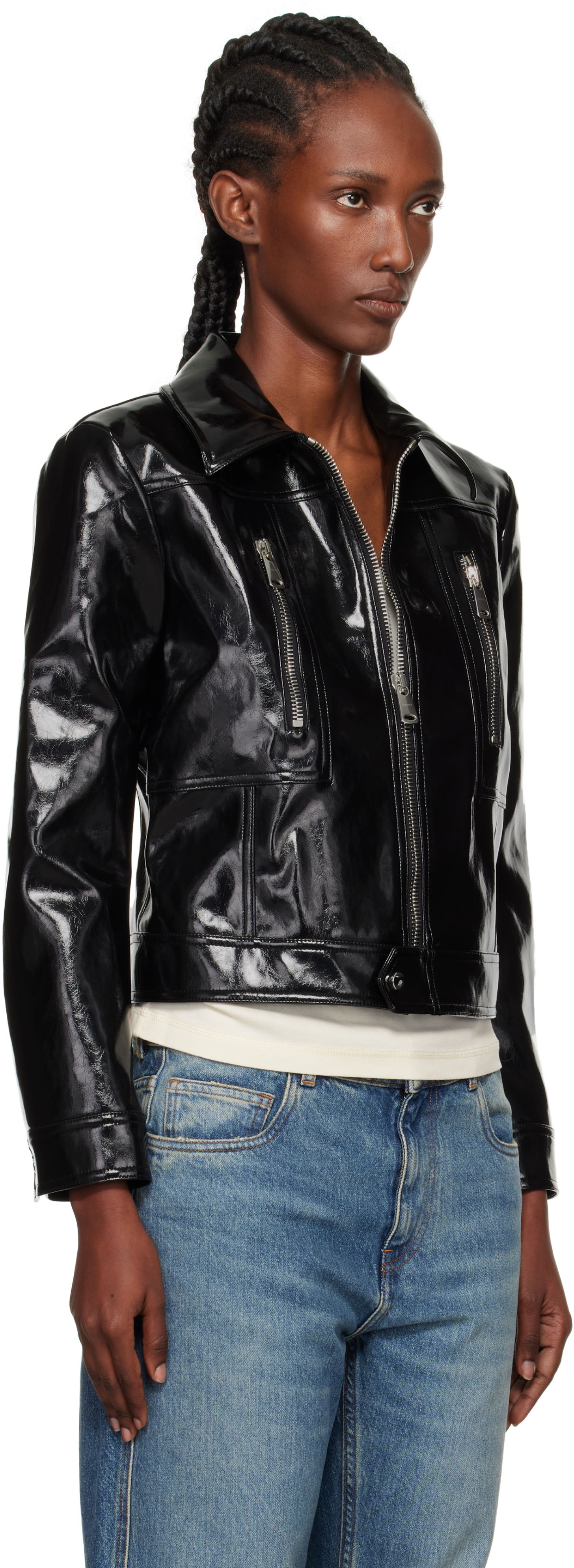 Яке Coperni Coperni Cactus Faux-Leather Jacket Черно | COPBL34F6054, 1