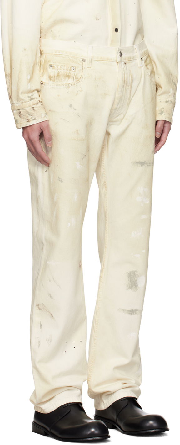 Дънки Helmut Lang Helmut Lang Low-Rise Painted Jeans Бежово | O05DM201, 1