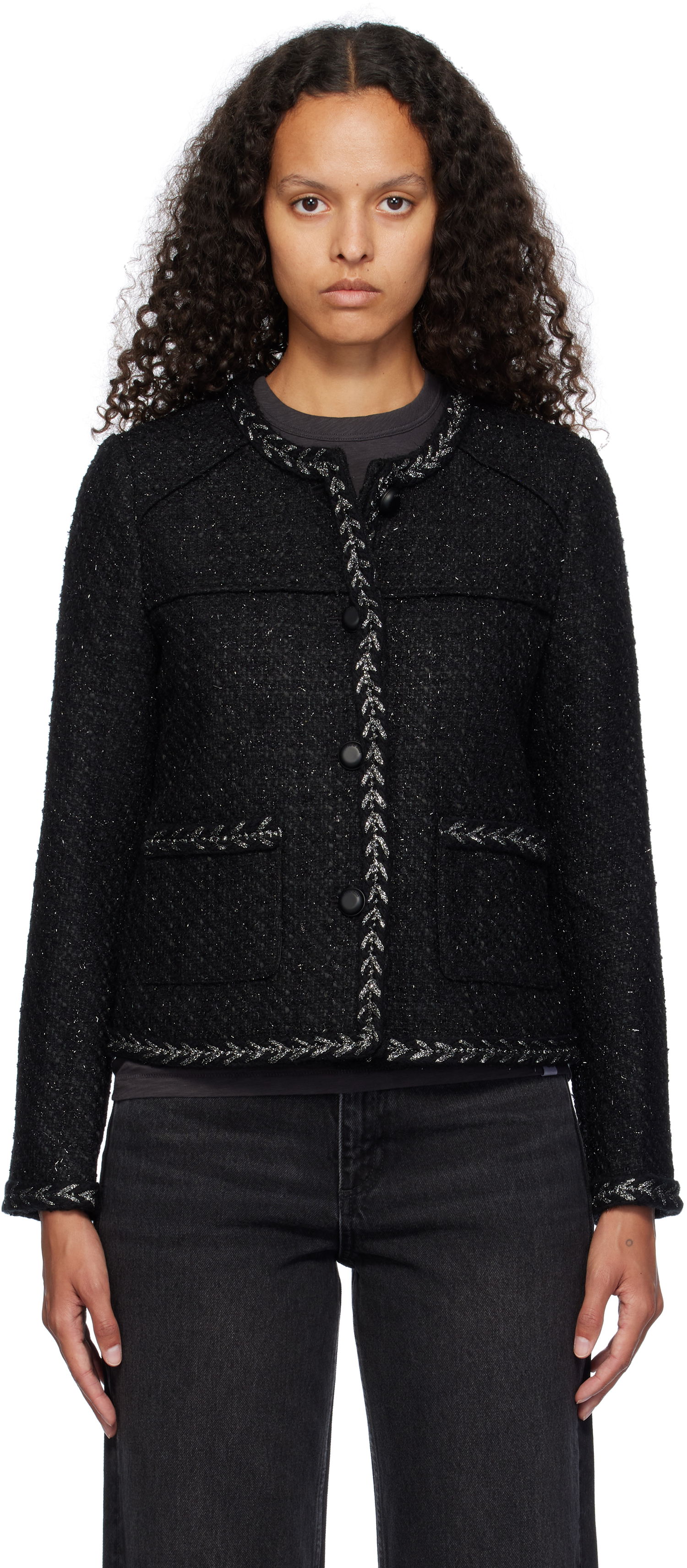 Яке rag & bone rag & bone Mirabelle Tweed Jacket Черно | WAW24F40157915, 0