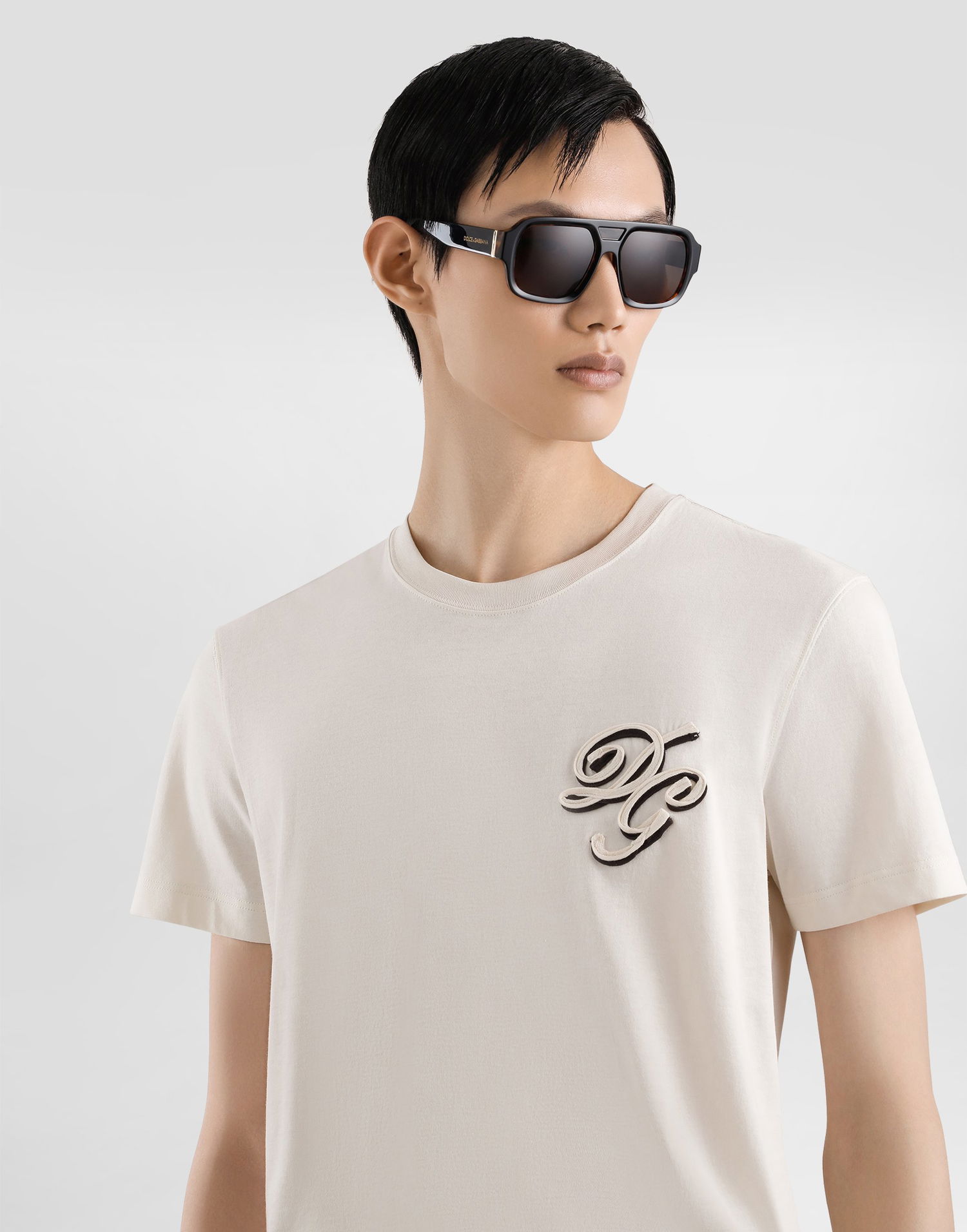 Тениска Dolce & Gabbana Dolce & Gabbana Embroidered Cotton T-Shirt Бежово | G8RN8ZG7PJ0A4567, 1