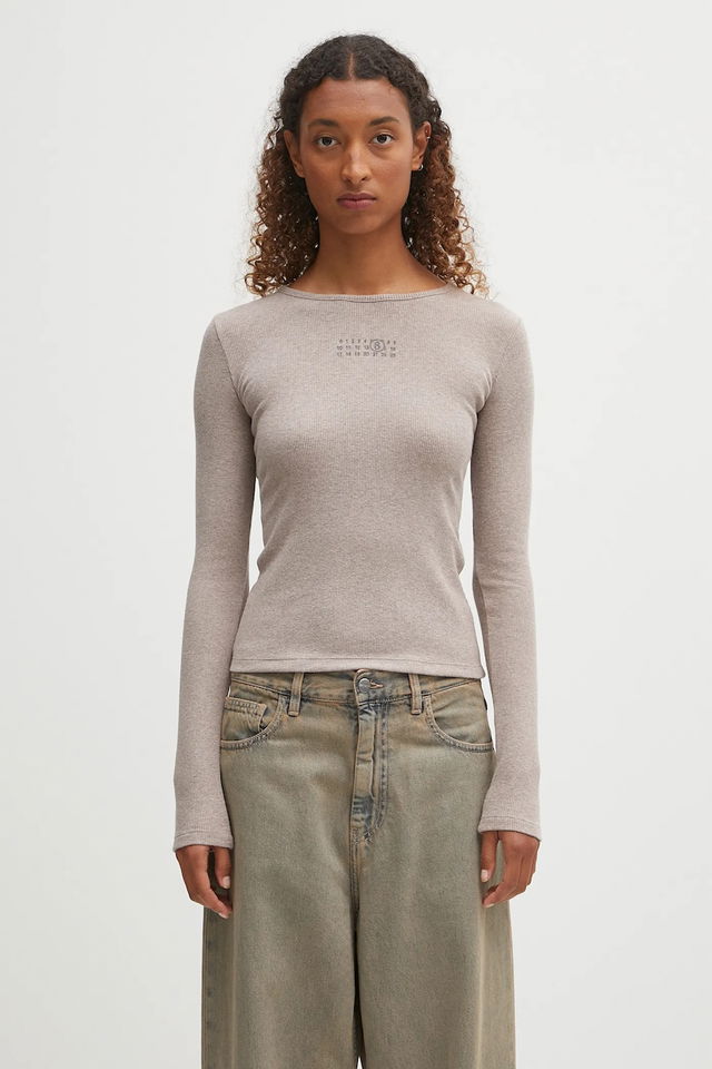 MM6 Maison Margiela Fitted Ribbed Long Sleeve T-Shirt