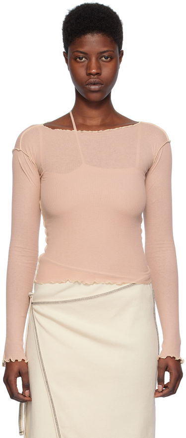 Тениска Baserange Long Sleeve Lettuce Hem T-Shirt Розово | TTVL-RB-SP24, 0