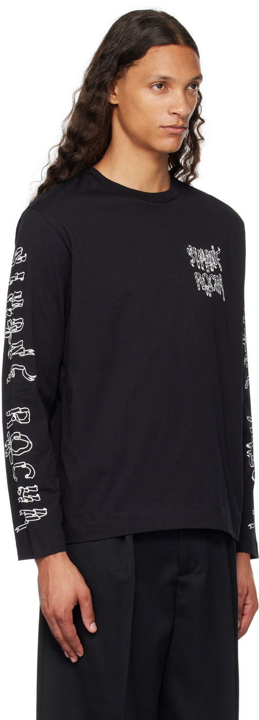 Тениска Simone Rocha Simone Rocha Printed Ribbon Logo Long Sleeve T-Shirt Черно | 5194P19P21-M 0569, 1