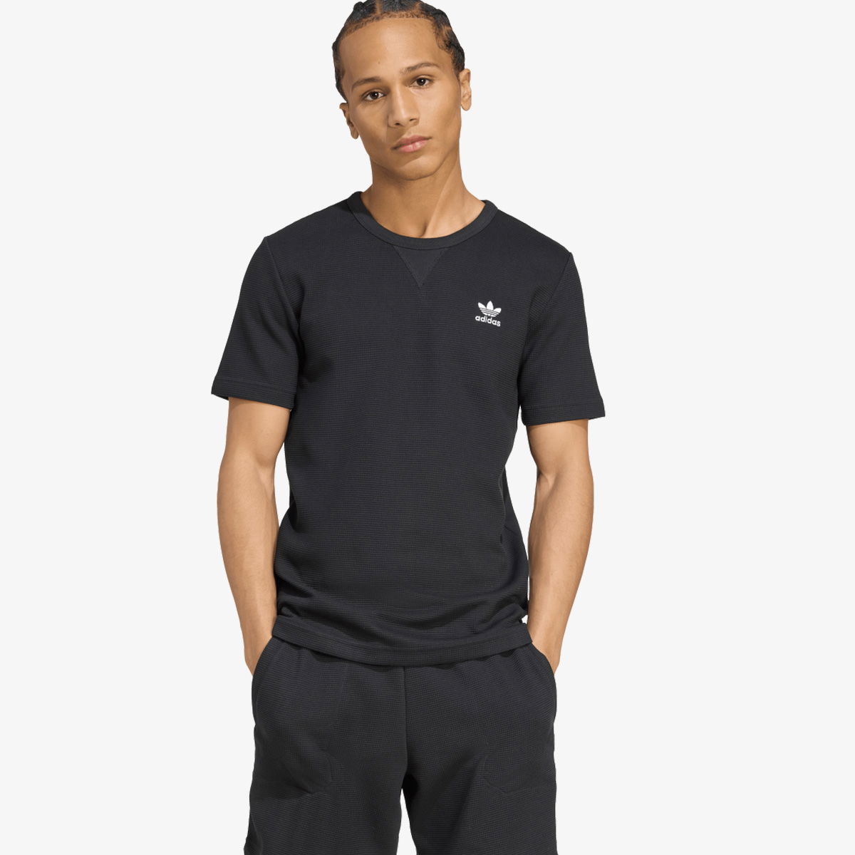 Тениска adidas Performance Trefoil Essentials Waffle T-Shirt Черно | KA7767, 1