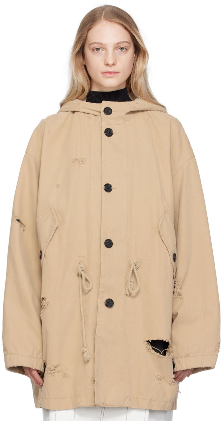 Парка We11done Distressed Hooded Coat Бежово | WD-JP3-23-153-U-BG, 0