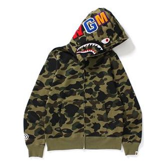 Суитчър BAPE Bathing Ape Camo Shark Full Zip Hoodie Зелено | 1E80-115-022