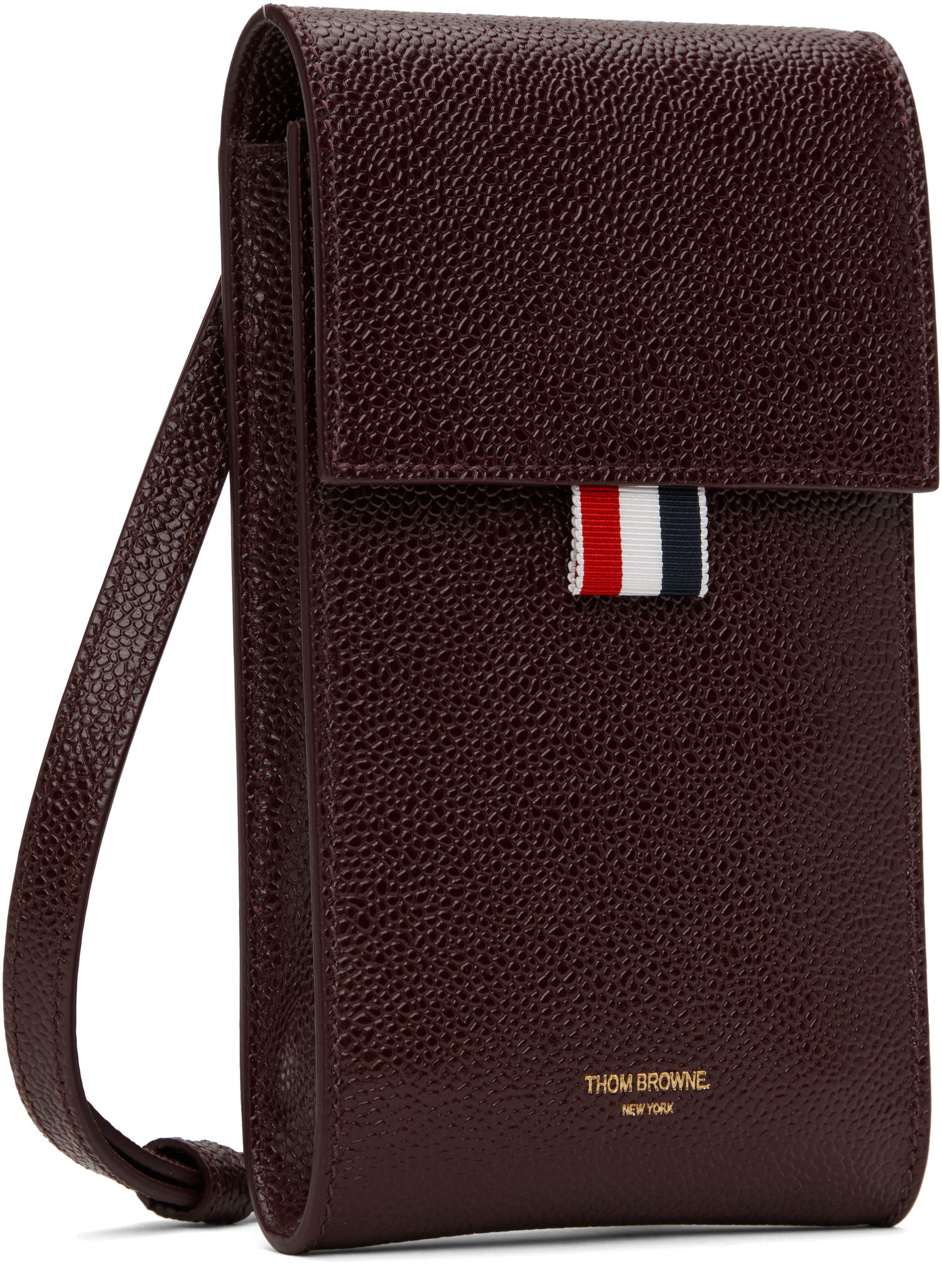Портфейл Thom Browne Leather Crossbody Phone Pouch Кафяво | MAC113A-03542, 1