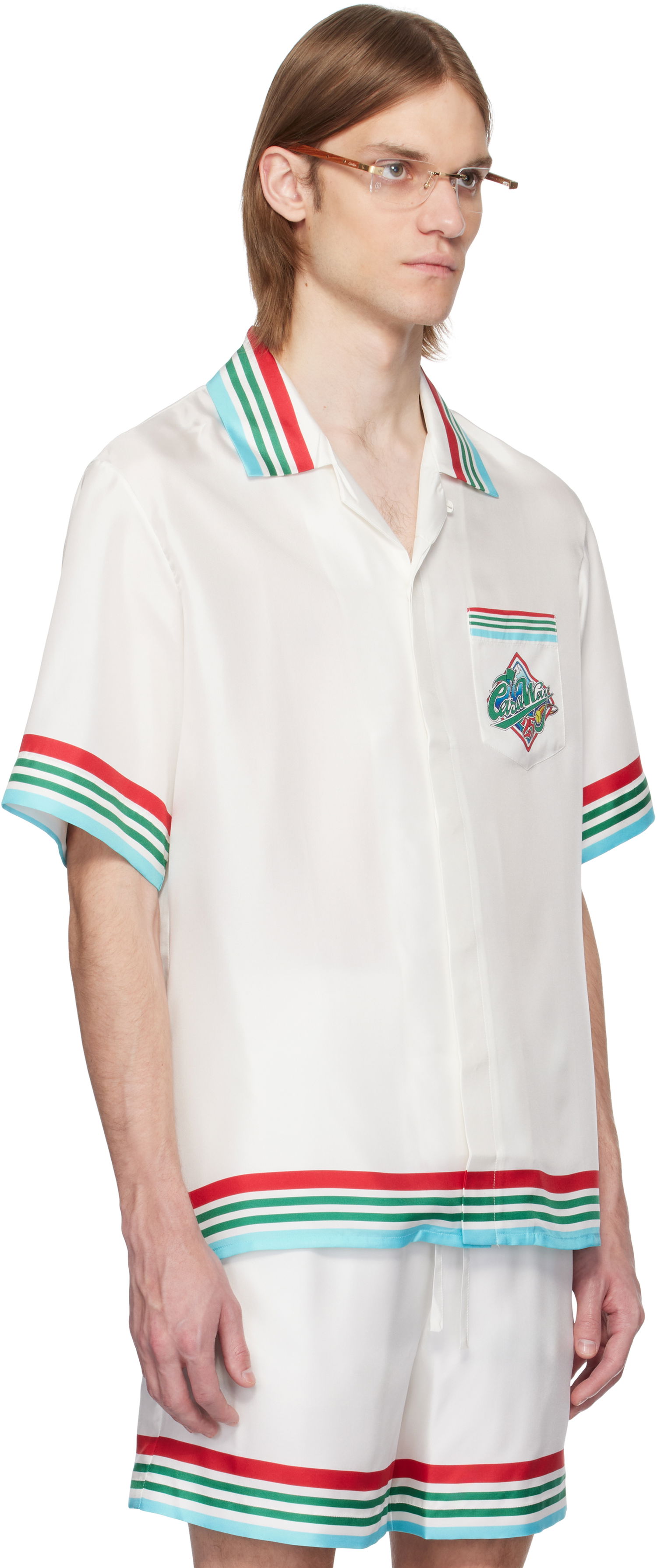 Риза Casablanca Casablanca 'Casa Way' Silk Resort Shirt Бяло | U-MS25-SH-003-06, 1