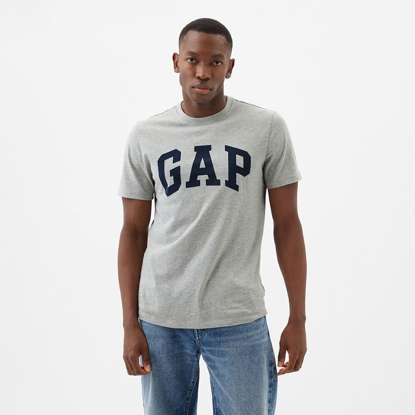 Тениска GAP Basic Logo Tee Heather Grey Сиво | 856659-00