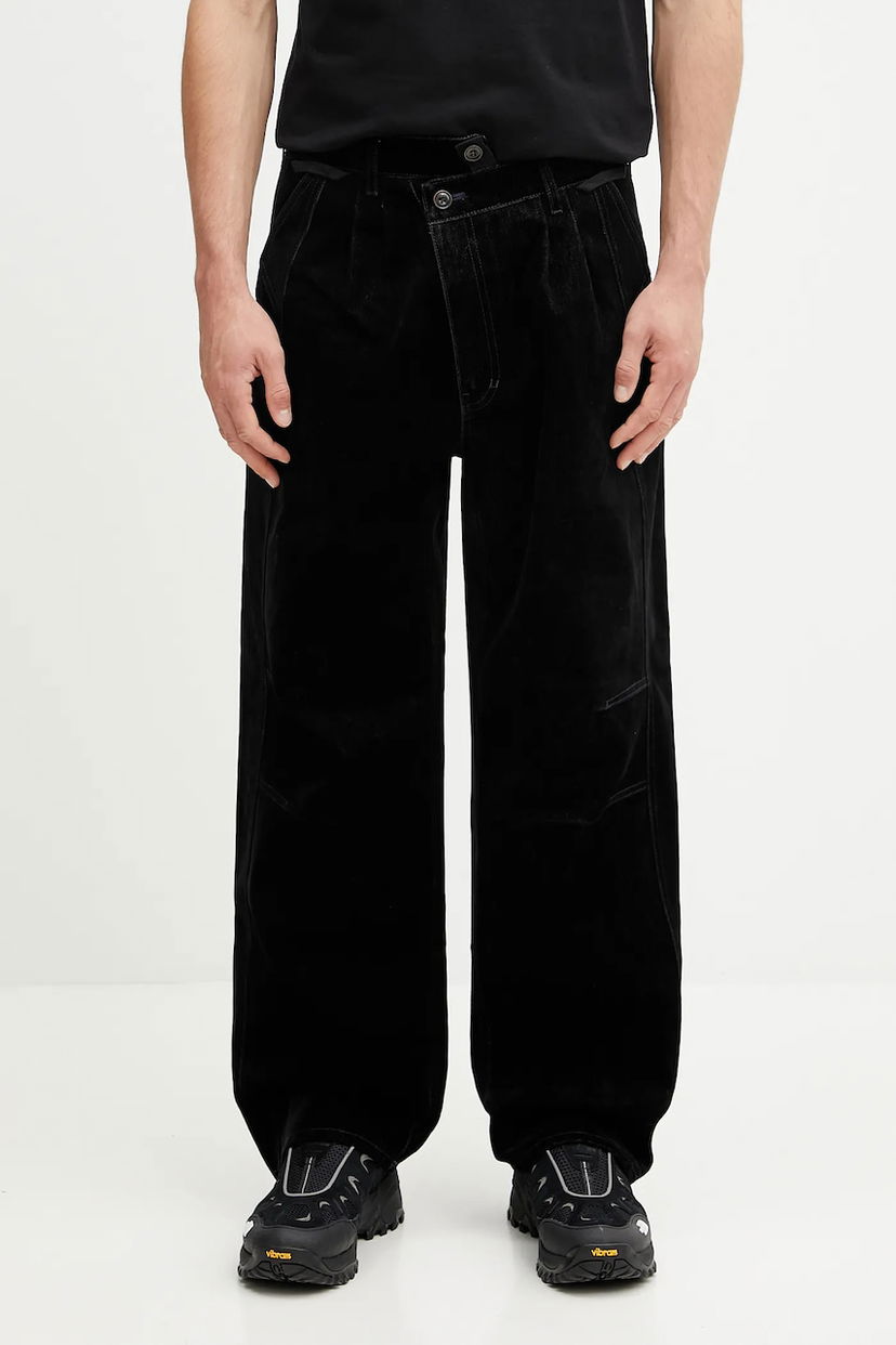 Панталони Andersson Bell Andersson Bell Crossover Carpenter Wide-Leg Velour Pants Черно | apa835m