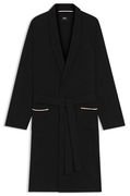 Cotton jersey dressing gown with shawl collar, tie belt, and contrast-piped pockets