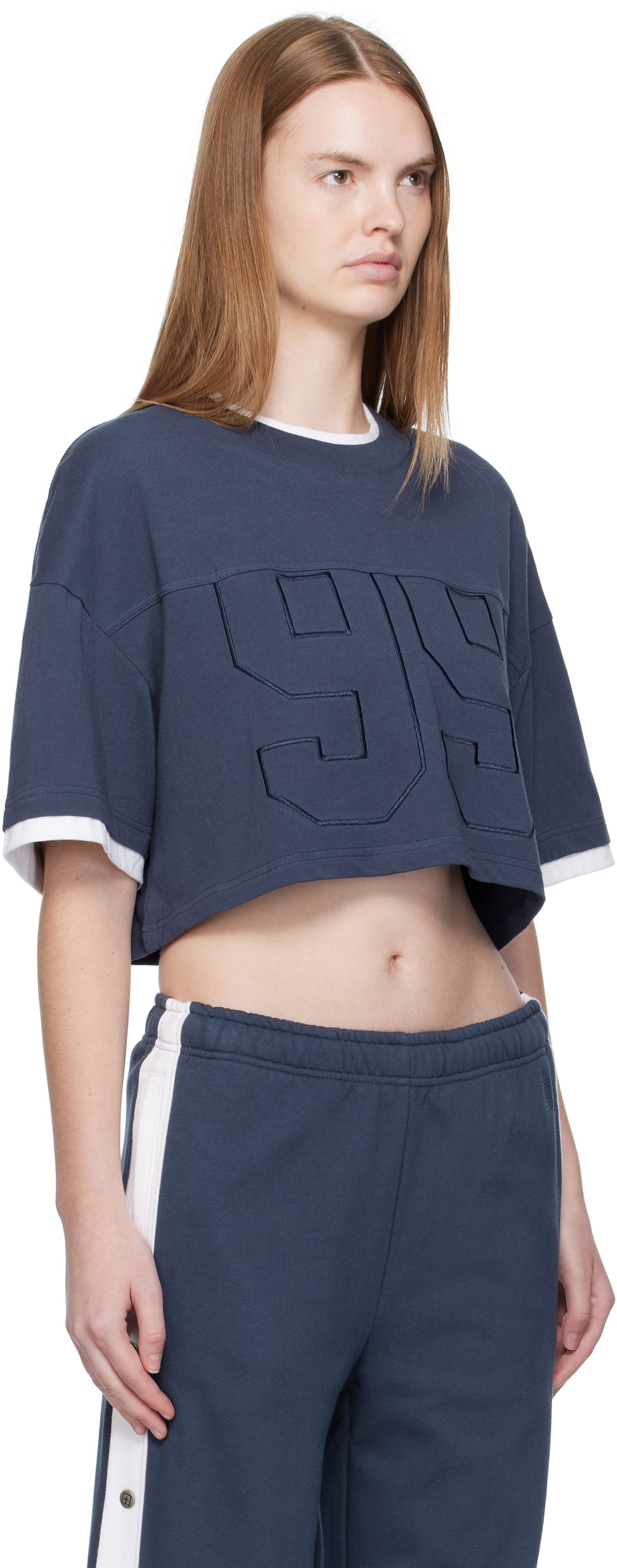 Съкратен топ Ksubi Ksubi '99' Boyfriend Cropped T-Shirt Тъмно синьо | WFA25TE001, 1