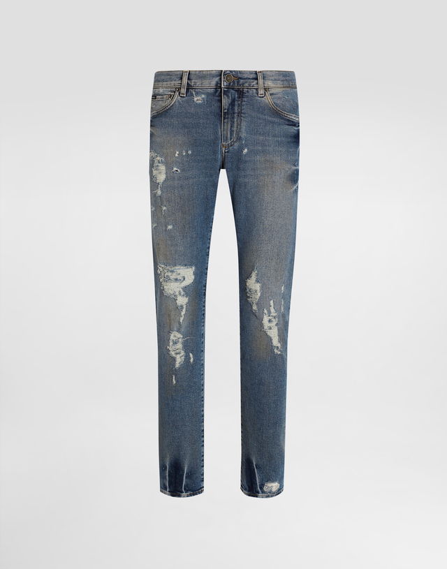 Dolce & Gabbana Slim-Fit Distressed Stretch Cotton Jeans