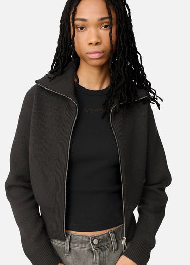 Пуловер AXEL ARIGATO Verve Ribbed Collar Cropped Zip-Up Cardigan Черно | A3703002, 8