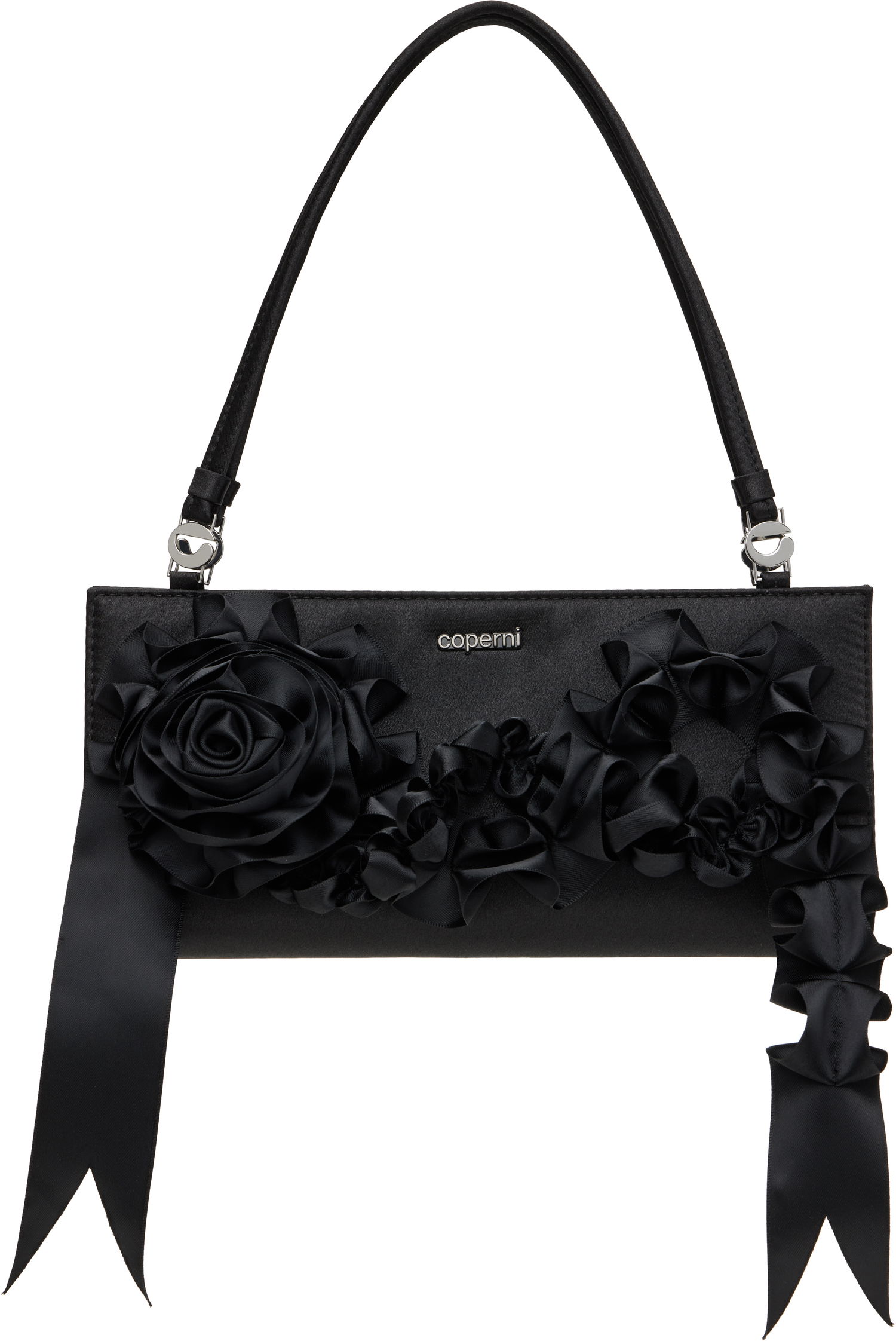 Дамска чанта Coperni Coperni Pleated Ribbon Satin Pochette Bag Черно | COPBA99PRF2041, 0