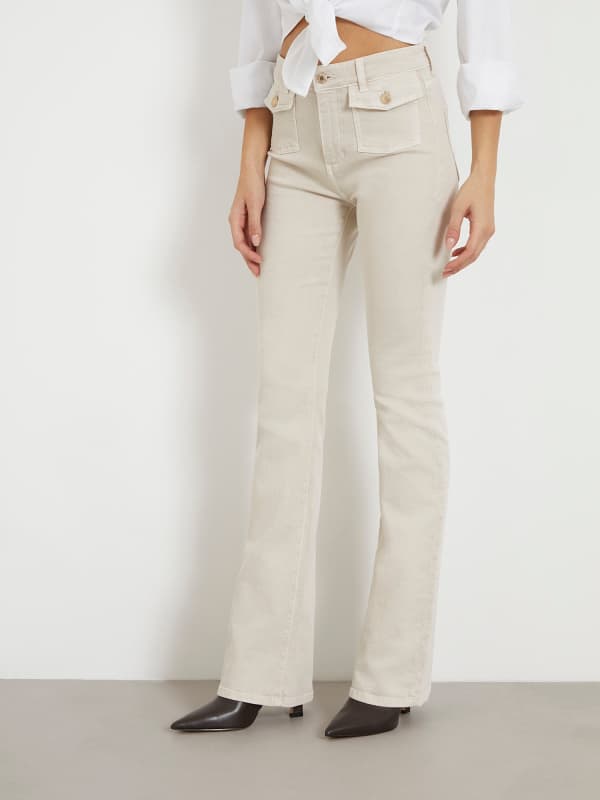 Панталони GUESS High Rise Flare Pant Бежово | W4RB38WFY1A, 0
