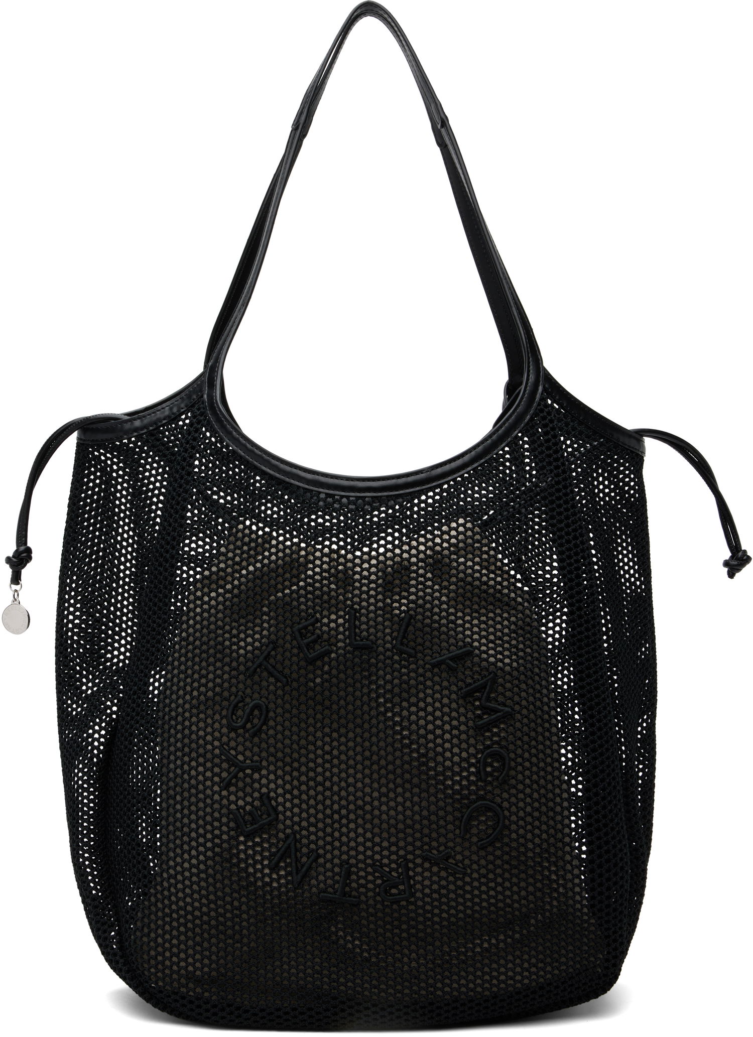 Голяма пазарска чанта Stella McCartney Stella McCartney Logo Mesh Tote Черно | 7B0170WP0595, 0