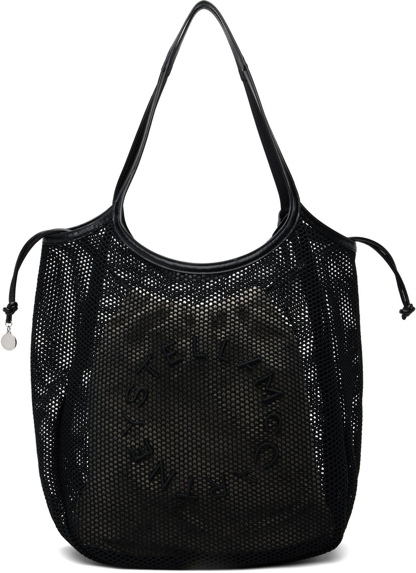 Голяма пазарска чанта Stella McCartney Stella McCartney Logo Mesh Tote Черно | 7B0170WP0595