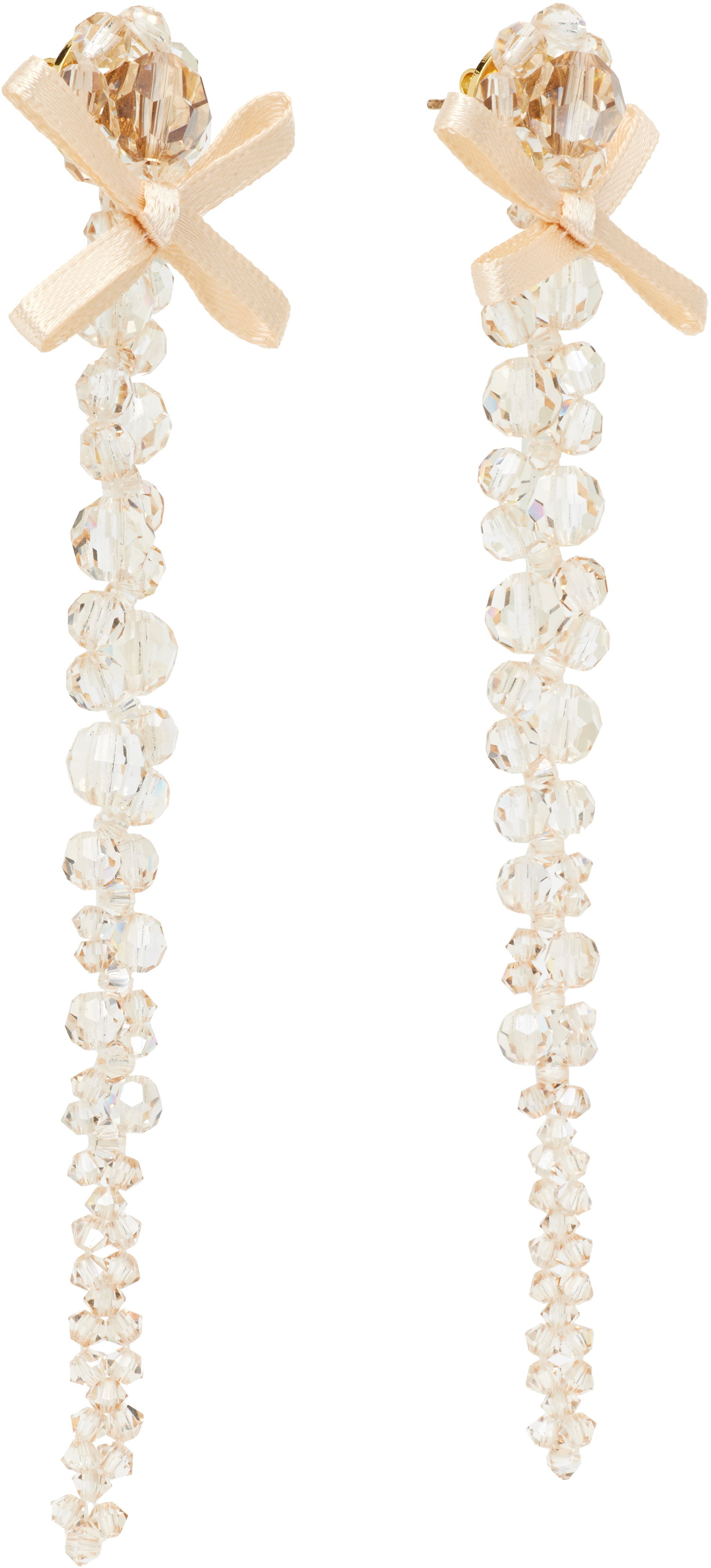 Обеци Simone Rocha Simone Rocha Petite Bow Drip Faceted Crystal Bead Earrings Бежово | ERG547 0903, 1