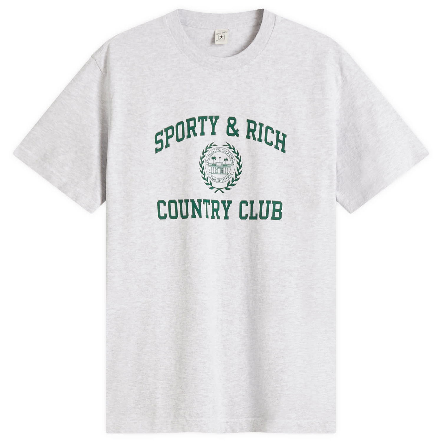 Тениска Sporty & Rich Sporty & Rich Varsity Crest T-Shirt, Size Large Сиво | TO043606218GY03, 0