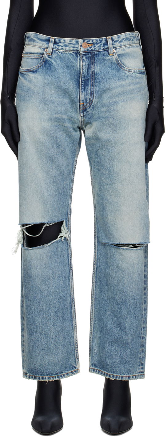Дънки Balenciaga Buckle Jeans Тюркоазено | 745149 TDW14, 0