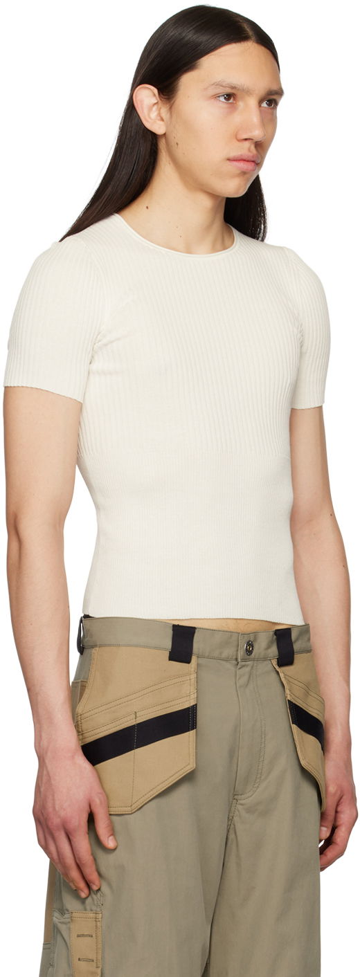 Съкратен топ Dion Lee Dion Lee Gradient Rib T-Shirt Бяло | C7192S23, 1