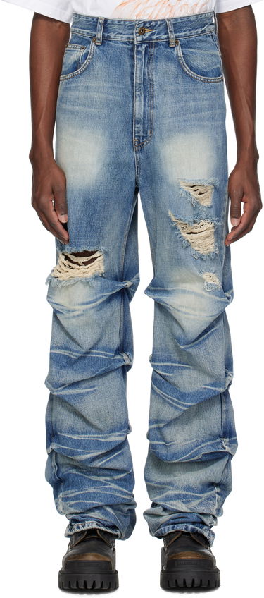 Дънки We11done We11done Distressed Wrinkled Jeans Синьо | WD-DP0-25-319-M-BL, 0