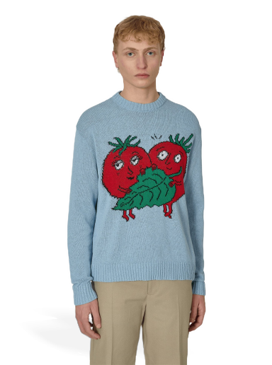 Пуловер Sky High Farm Recycled Cotton Intarsia Knit Sweater Синьо | SHF03N001 1