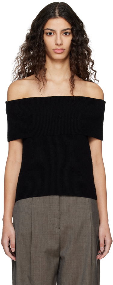 Пуловер TOTEME TOTEME Off-The-Shoulder Knit Top Черно | 231-5132-325, 0