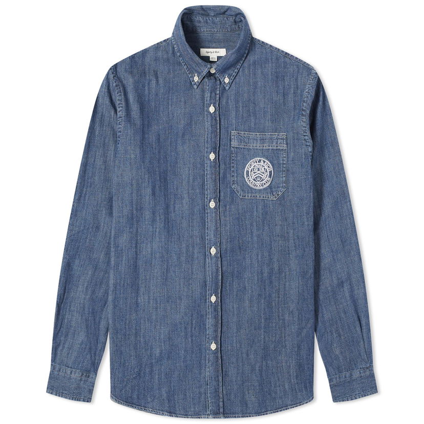 Риза Sporty & Rich Conneticut Crest Denim Shirt Тъмно синьо | STAW2314BD