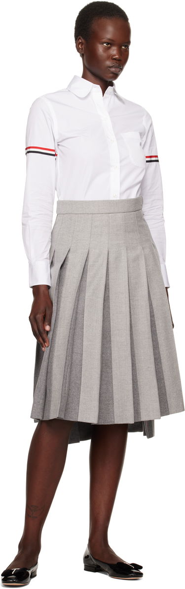 Пола Thom Browne Wool Flannel Pleated Midi Skirt Сиво | FGC441A-F0580, 3