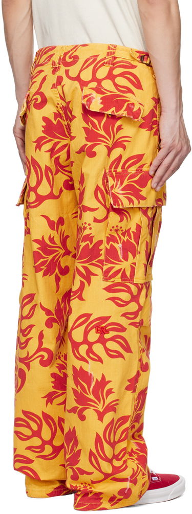 Карго панталони ERL Embroidered Floral Print Cargo Pants Жълто | ERL06P001, 2
